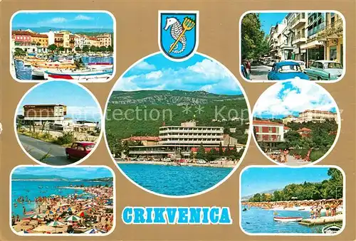 AK / Ansichtskarte Crikvenica_Kroatien Teilansichte Badeort Strand Hotels Strassenpartie Crikvenica Kroatien
