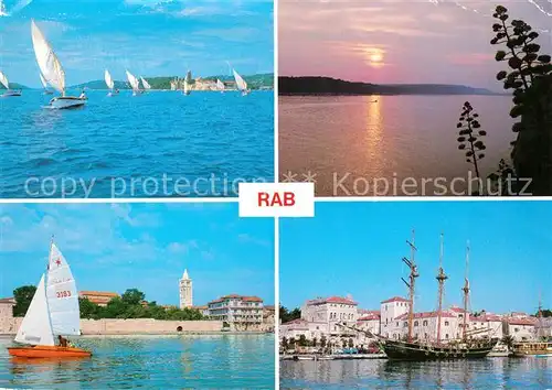 AK / Ansichtskarte Rab_Croatia Segelregatta Hafen Segelschiff Dreimaster Sonnenuntergang Rab_Croatia