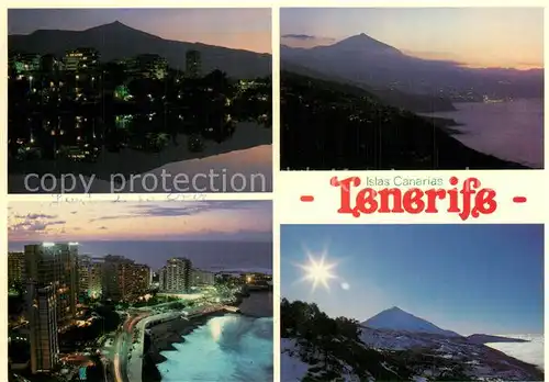 AK / Ansichtskarte Tenerife Nachtaufnahmen Kuestenstadt Vulkan Teide Tenerife