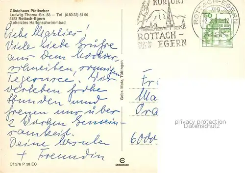 AK / Ansichtskarte Rottach Egern Gaestehaus Pfatischer im Winter Rottach Egern