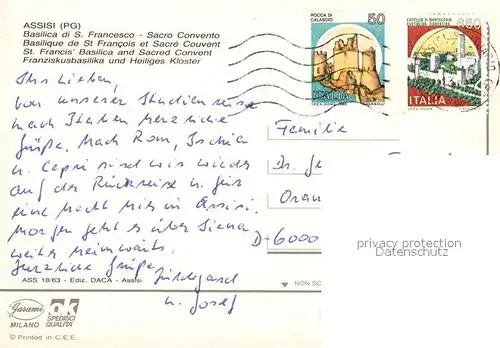 AK / Ansichtskarte Assisi_Umbria Basilica di San Francesco Sacro Convento Basilika Heiliges Kloster Assisi Umbria