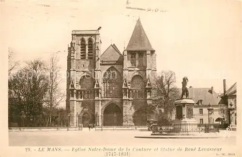 AK / Ansichtskarte Le_Mans_Sarthe Eglise Notre Dame de la Couture et Statue de Ren? Levasseur Le_Mans_Sarthe