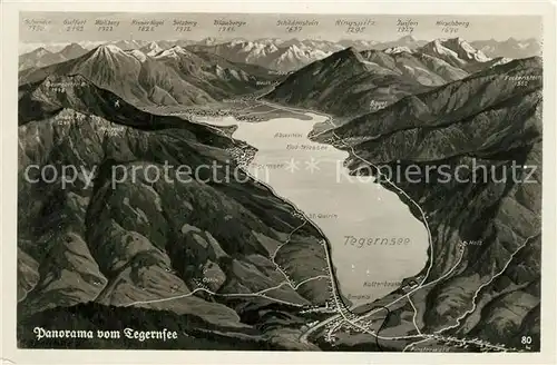 AK / Ansichtskarte Tegernsee Panoramakarte Tegernsee