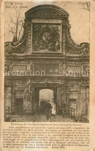 AK / Ansichtskarte Lille_Nord Porte de la Citadelle Lille_Nord