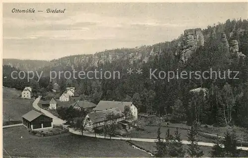 AK / Ansichtskarte Bielatal Ottomuehle mit Dachsstein Ottostein Gr und Kl Muehlwaechter Bielatal