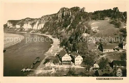 AK / Ansichtskarte Rathen_Saechsische Schweiz Elbepartie mit Basteiwaenden Rathen Saechsische Schweiz