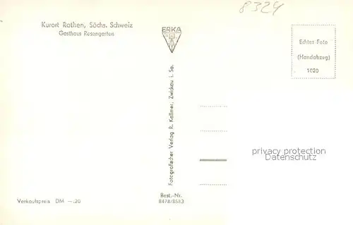 AK / Ansichtskarte Rathen_Saechsische Schweiz Gasthaus Rosengarten Rathen Saechsische Schweiz
