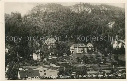 AK / Ansichtskarte Rathen_Saechsische Schweiz mit Diakonissenheim Felsengrund Rathen Saechsische Schweiz