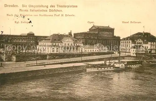 AK / Ansichtskarte Dresden Theaterplatz Neues Italienisches Doerfchen Zwinger Oper Hotel Bellevue Dresden
