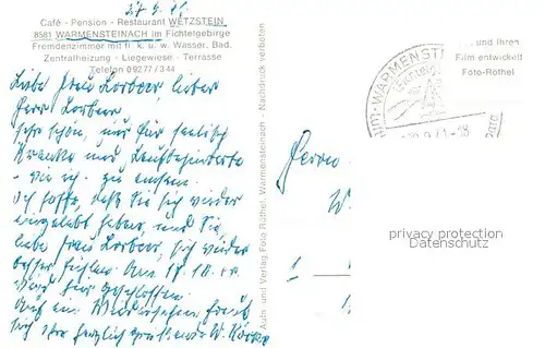 AK / Ansichtskarte Warmensteinach Restaurant Wetzstein Warmensteinach