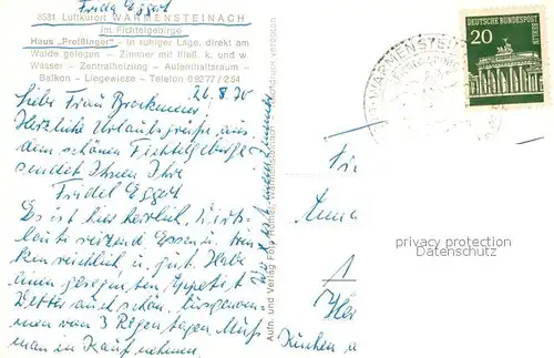 AK / Ansichtskarte Warmensteinach Haus Preissinger Warmensteinach