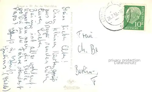 AK / Ansichtskarte Speyer_Rhein An der Rheinfaehre Speyer Rhein