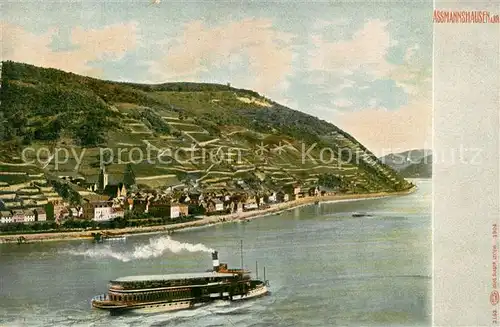AK / Ansichtskarte Assmannshausen_Rhein Rheinpartie Rheindampfer Assmannshausen Rhein