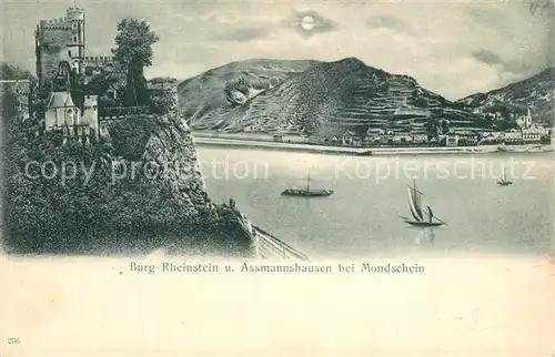 AK / Ansichtskarte Assmannshausen_Rhein mit Burg Rheinstein Assmannshausen Rhein