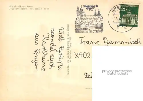 AK / Ansichtskarte Speyer_Rhein Jugendherberge Speyer Rhein