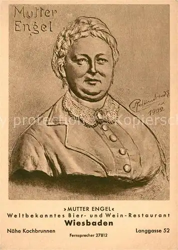 AK / Ansichtskarte Wiesbaden Wein und Bier Restaurant Mutter Engel Wiesbaden