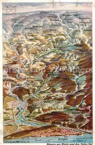 AK / Ansichtskarte Bingen_Rhein Panoramakarte mit Nahe Tal Bingen Rhein