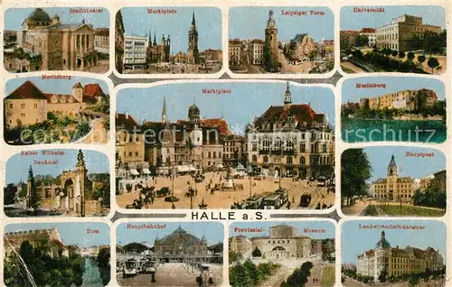 AK / Ansichtskarte Halle_Saale Marktplatz Moritzburg Stadtheater Halle_Saale