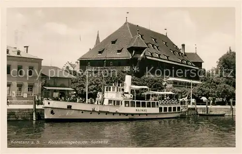 AK / Ansichtskarte Dampfer_Seitenrad Mainau Konstanz Bodensee Konziliumsgeb?ude  