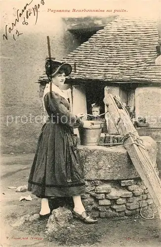 AK / Ansichtskarte Trachten_Frankreich Paysanne Bourbonnaise Puits Brunnen  