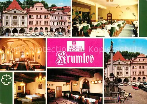 AK / Ansichtskarte Cesky_Krumlov Interhotel Krumlov Restaurant Marktplatz Brunnen Cesky Krumlov