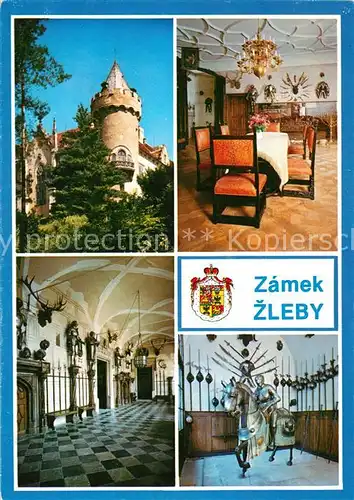 AK / Ansichtskarte Zleby Zamek Rytirsky sal Rytirska sin Vstupni sin Schloss Rittersaal Zlebue