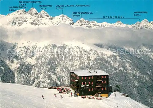 AK / Ansichtskarte Neustift_Stubaital_Tirol Bergrestaurant Elferhuette Skigebiet Hochstubai Panoramablick zu den Kalkkoegeln Stubaier Alpen Neustift_Stubaital_Tirol