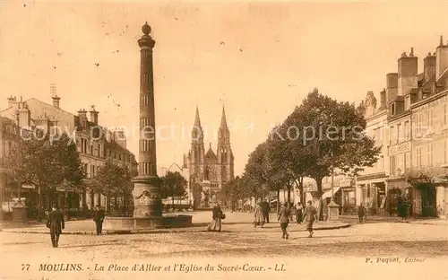 AK / Ansichtskarte Moulins_Allier Place d`Allier et Eglise du Sacre Coeur Moulins Allier