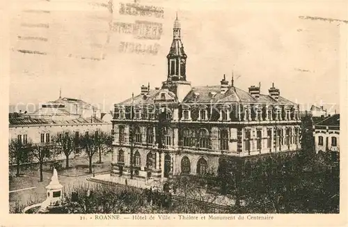 AK / Ansichtskarte Roanne_Loire Hotel de Ville Theatre et Monument du Centenaire Roanne Loire