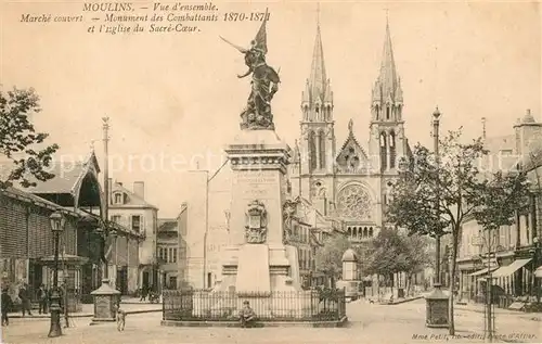 AK / Ansichtskarte Moulins_Allier March? Monument des Combattants Eglise du Sacre Cour Moulins Allier
