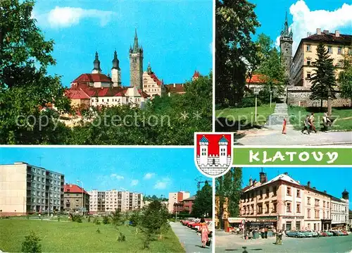 AK / Ansichtskarte Klatovy Ortsmotiv mit Kirche Neubauten Siedlung Klatovy