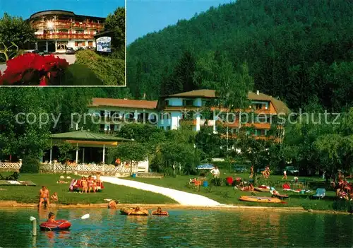 AK / Ansichtskarte Unterburg_Klopeinersee Ferienhotel Krainz mit Haus Alpensee Restaurant St. Georg Strandbad Unterburg Klopeinersee