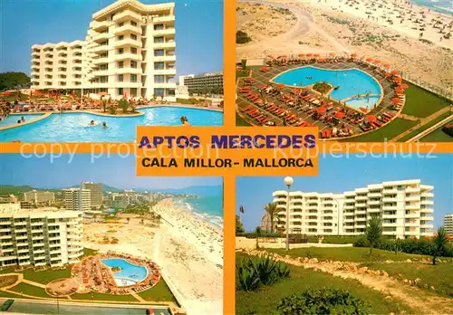 AK / Ansichtskarte Cala_Millor_Mallorca Aptos Mercedes Fliegeraufnahme Strand Cala_Millor_Mallorca