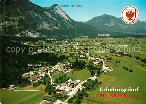 AK / Ansichtskarte Muenster_Tirol Erholungsdorf am Fusse des Rofangebirges Inntal Fliegeraufnahme Muenster_Tirol