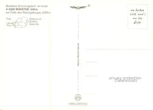 AK / Ansichtskarte Muenster_Tirol Erholungsdorf am Fusse des Rofangebirges Inntal Fliegeraufnahme Muenster_Tirol