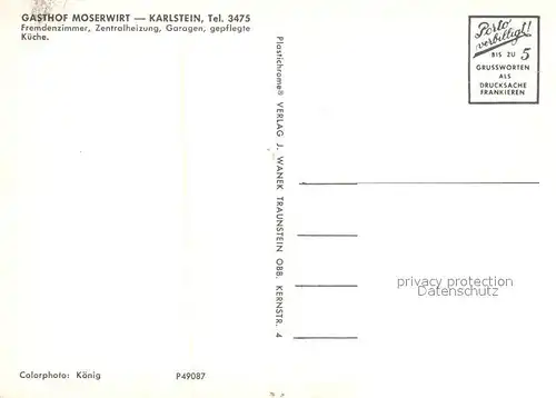 AK / Ansichtskarte Karlstein_Oberbayern Gasthof Moserwirt Bergkirche Karlstein_Oberbayern