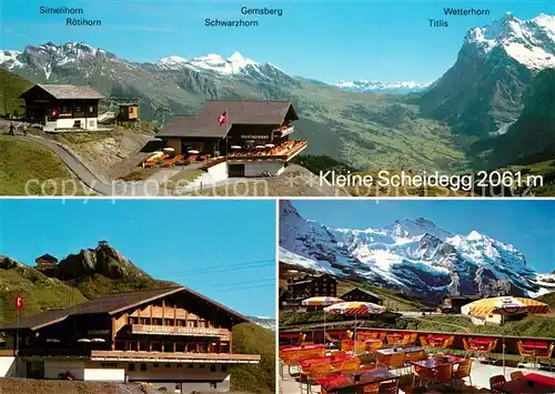 AK / Ansichtskarte Kleine_Scheidegg_Interlaken Bergrestaurant Eigernordwand Sonnenterrasse Panorama Berner Alpen Kleine_Scheidegg