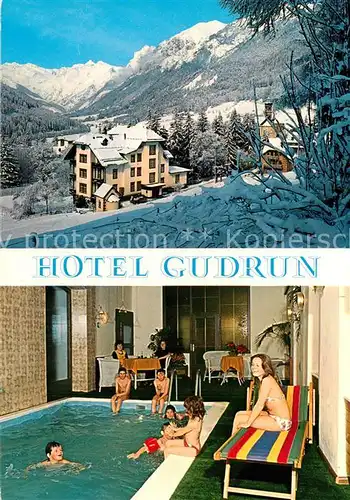 AK / Ansichtskarte Gossensass_Suedtirol Hotel Gudrun Hallenbad Winterpanorama Alpen Gossensass Suedtirol