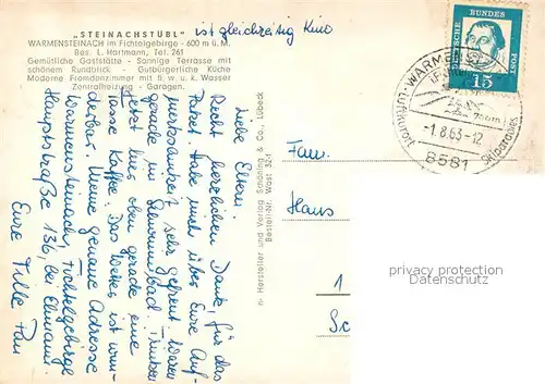 AK / Ansichtskarte Warmensteinach Steinachstuebl Warmensteinach