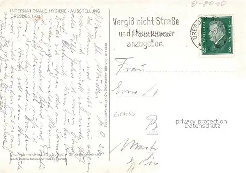 AK / Ansichtskarte Dresden Internat Hygiene Ausstellung Dresden 1930 Gemaelde Dresden