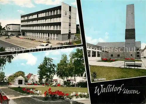 AK / Ansichtskarte Walldorf_Hessen Rathaus Ev Kirche Ehrenmal Walldorf Hessen