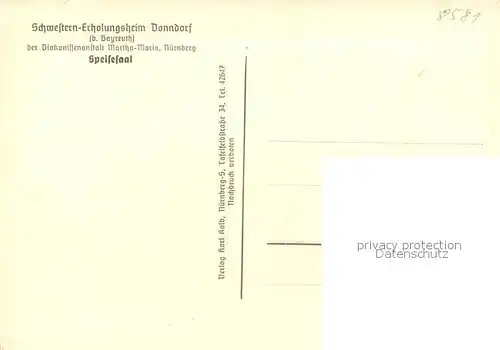 AK / Ansichtskarte Donndorf_Oberfranken Schwestern Erholungsheim Speisesaal Donndorf Oberfranken