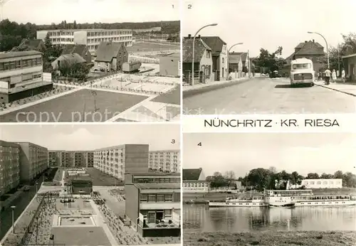 AK / Ansichtskarte Nuenchritz Kindergarten Polytech Oberschule Meissner Str Karl Liebknecht Ring Elbepartie Nuenchritz