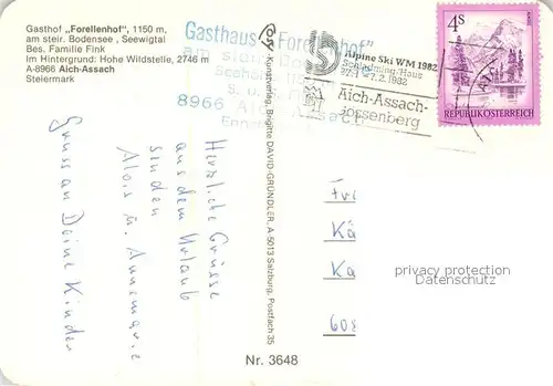 AK / Ansichtskarte Aich_Assach_Steiermark Gasthof Forellenhof am steirischen Bodensee Seewigtal Alpen Aich_Assach_Steiermark