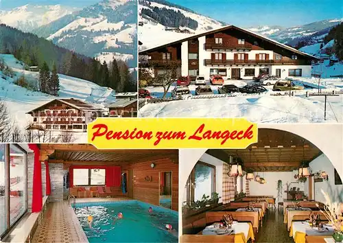 AK / Ansichtskarte Maria_Alm_Steinernen_Meer Pension zum Langeck Restaurant Hallenbad Winterlandschaft Alpen Maria_Alm_Steinernen_Meer