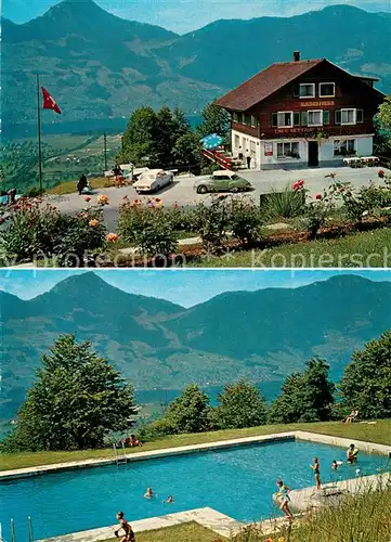 AK / Ansichtskarte Steinen_SZ Cafe Restaurant Spiegelberg Schwimmbad Alpenpanorama Steinen_SZ