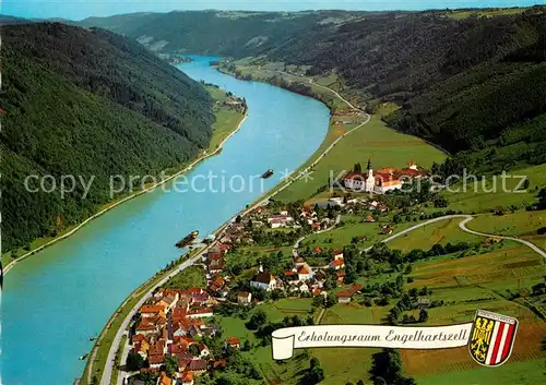 AK / Ansichtskarte Engelhartszell_Donau_Oberoesterreich Trappistenkloster Engelszell Oberes Donautal Fliegeraufnahme Engelhartszell_Donau