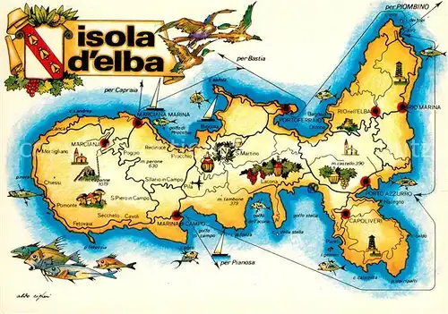 AK / Ansichtskarte Isola_d_Elba Landkarte Mittelmeerinsel Isola_d_Elba