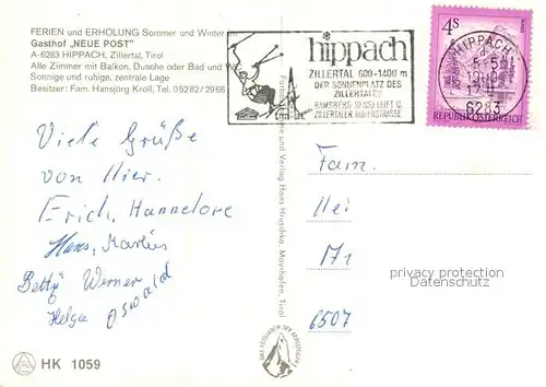 AK / Ansichtskarte Hippach Gasthof Neue Post Zillertaler Alpen Hippach
