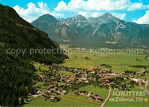 AK / Ansichtskarte Schlitters_Tirol Ortskern mit Rofangebirge Fliegeraufnahme Schlitters Tirol